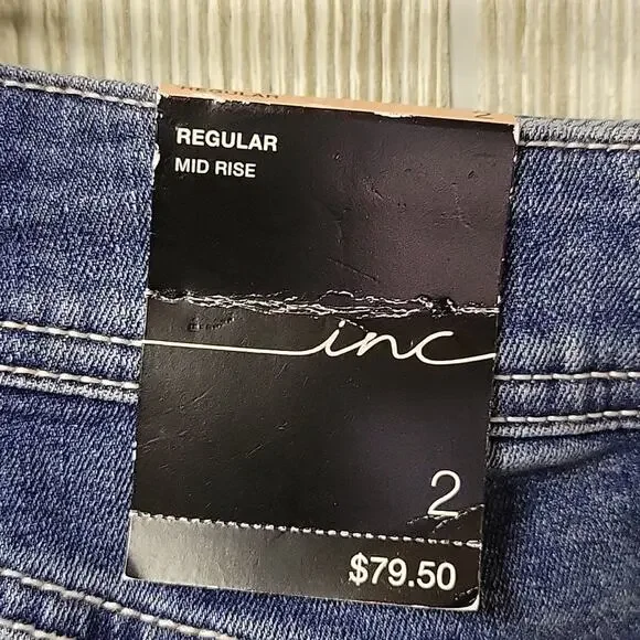 Inc Mid Rise Jean Skirt Jeweled Womens Size 2 NWT - Picture 4 of 9